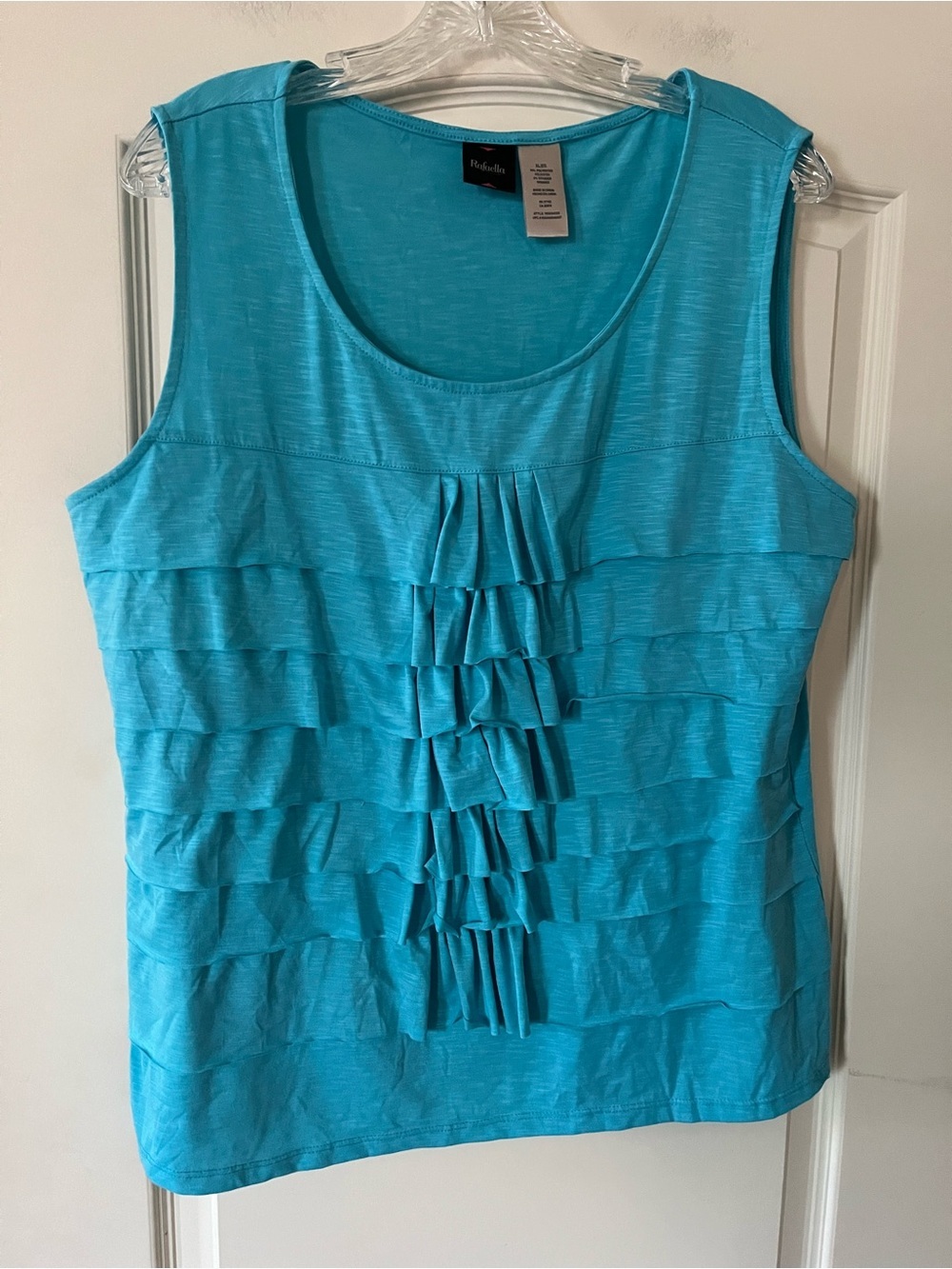 Rafaella Turquoise Ruffle Sleeveless Top Women’s Size XL